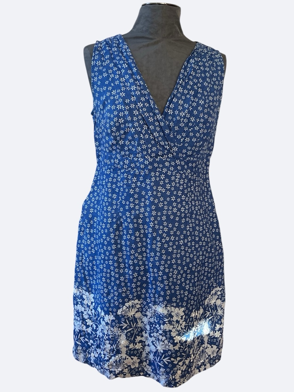 Sleeveless Dress by Marks and Spencer Per Una Blue Floral, Size US 12, UK 14